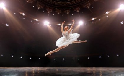 The Creating Out Loud program brings arts industry peers together to share ideas, resources and experiences. Adobe A ballet dancer in white tutu leaping under lights on stage. Adobe